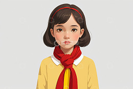 戴红领巾的女孩肖像