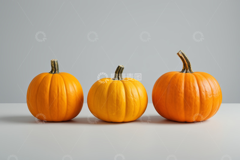 高清大图下载【趣麦麦图】三个橙色南瓜静物摆拍
