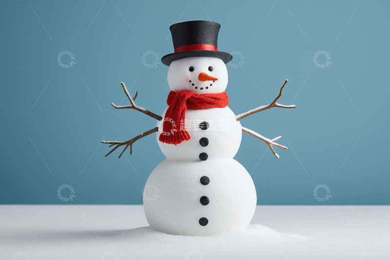 高清大图下载【趣麦麦图】戴帽围巾雪人特写