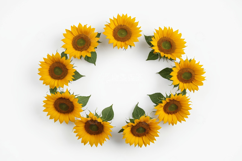 高清大图下载【趣麦麦图】白色背景向日葵环形排列