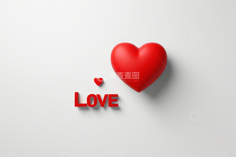 高清大图下载【趣麦麦图】红色爱心与LOVE文字素材