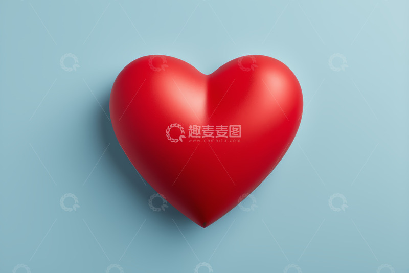 高清大图下载【趣麦麦图】蓝色背景上的红色爱心