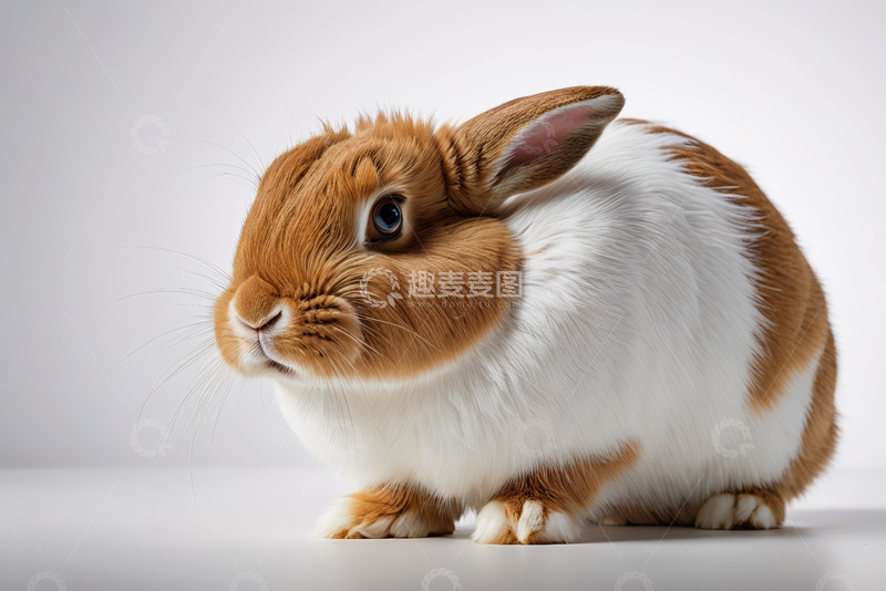 高清大图下载【趣麦麦图】棕白相间宠物兔特写