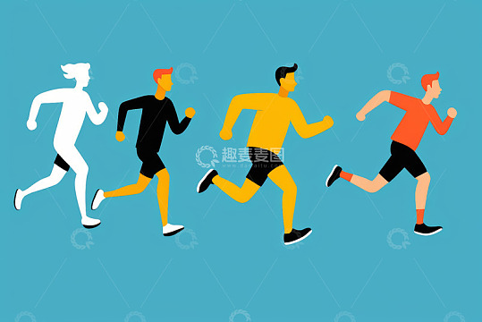 多人跑步运动插画素材
