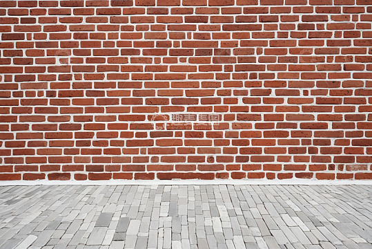 红砖墙与石板地面背景素材