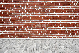 红砖墙与石板地面背景素材
