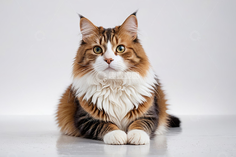 长毛猫正坐姿态特写