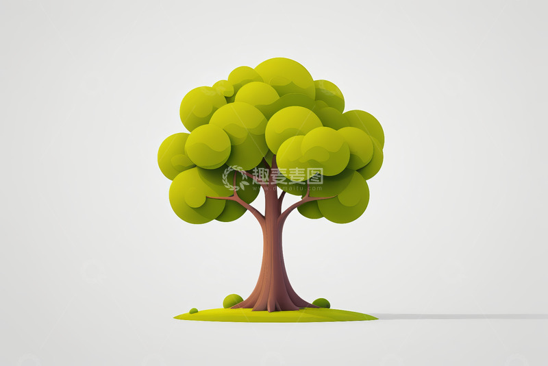 高清大图下载【趣麦麦图】卡通风格绿色树木素材