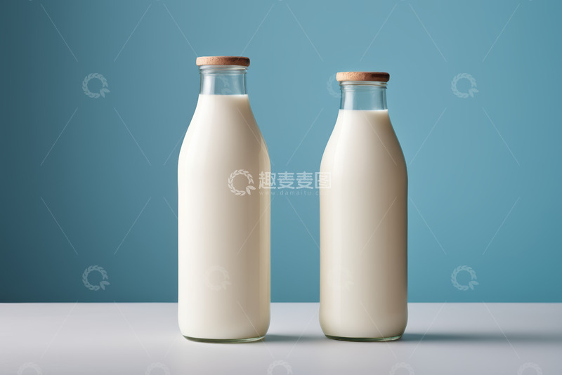 高清大图下载【趣麦麦图】玻璃瓶包装的牛奶静物展示