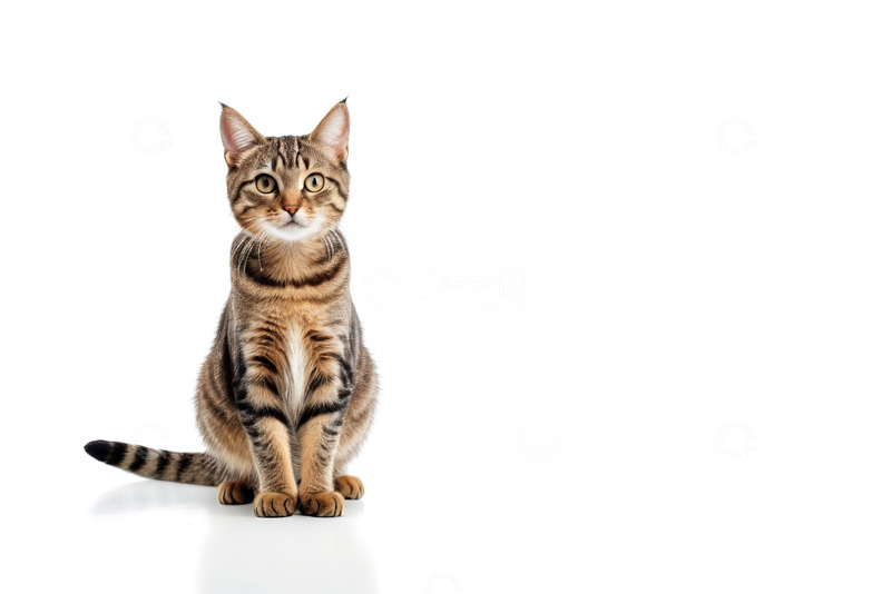 高清大图下载【趣麦麦图】坐立条纹猫特写