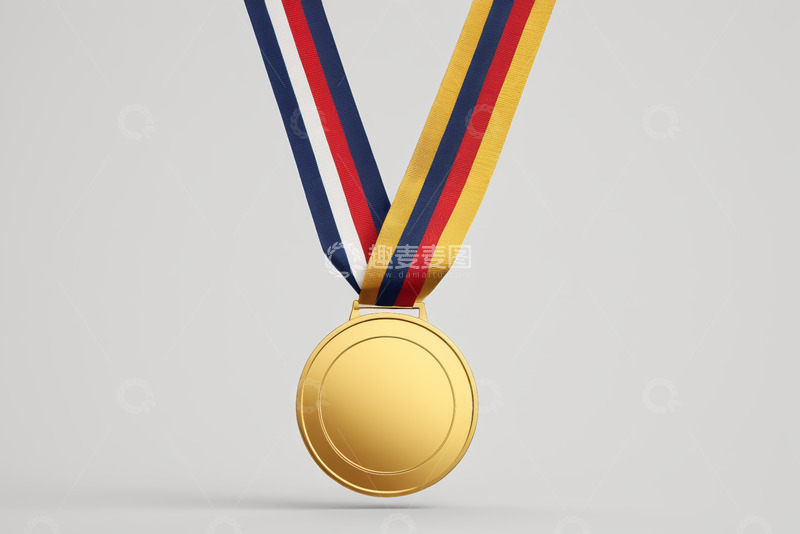 高清大图下载【趣麦麦图】挂着绶带的金色奖牌