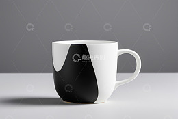 黑白图案马克杯静物特写