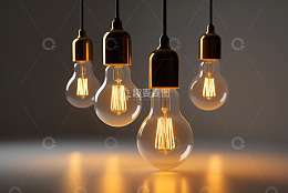 悬挂式发光复古灯泡特写