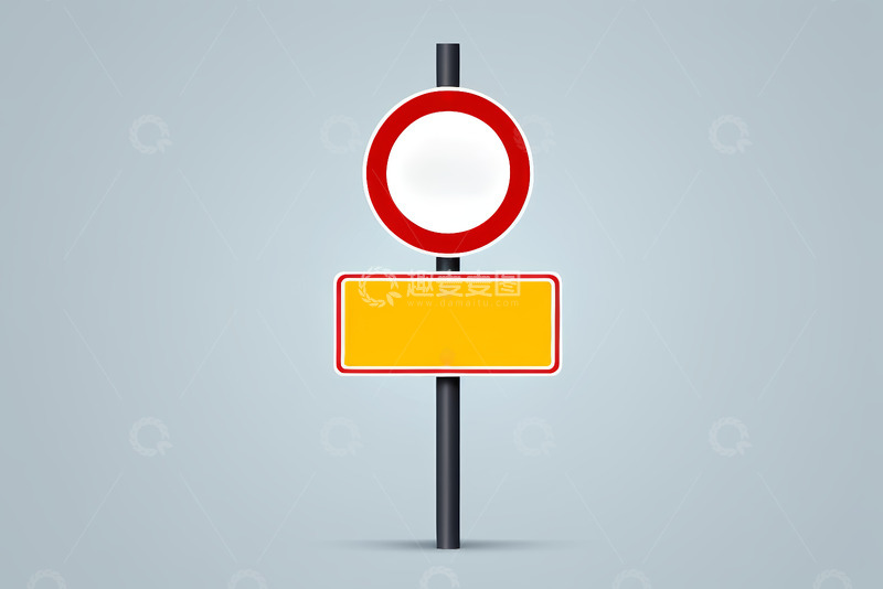 高清大图下载【趣麦麦图】红白禁止通行交通标志牌