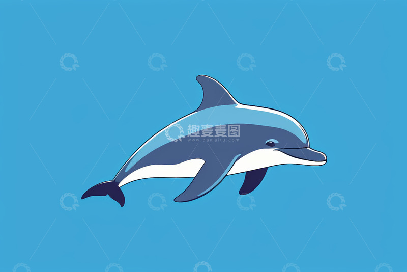 高清大图下载【趣麦麦图】蓝色背景中的卡通海豚