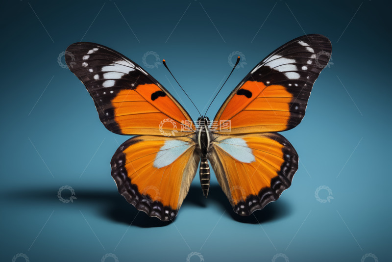 高清大图下载【趣麦麦图】橙黑相间蝴蝶特写