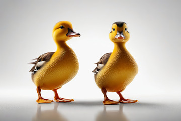 两只小黄鸭特写