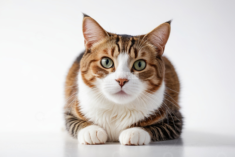 高清大图下载【趣麦麦图】三色花纹猫趴卧特写