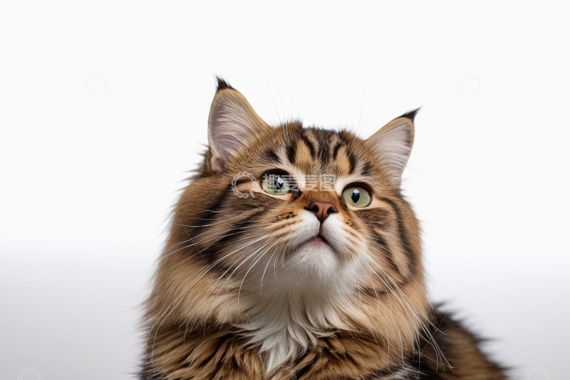 高清大图下载【趣麦麦图】长毛猫仰头特写