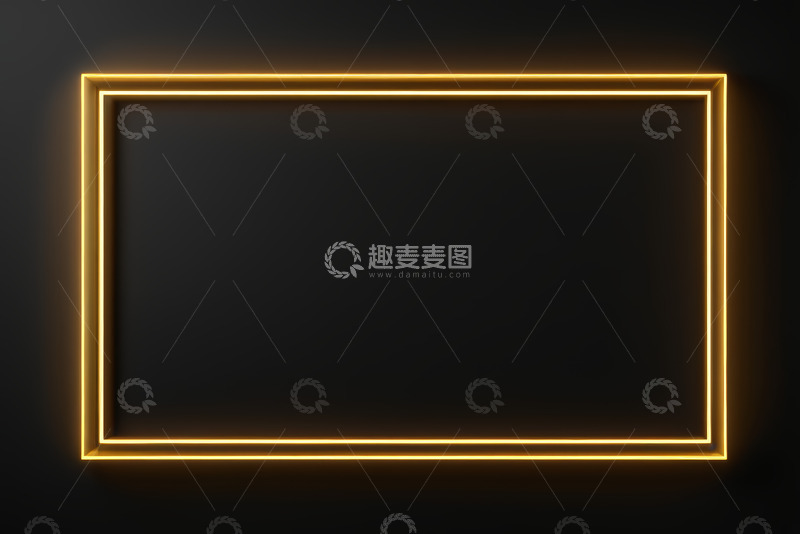 高清大图下载【趣麦麦图】黑色背景上的发光霓虹边框