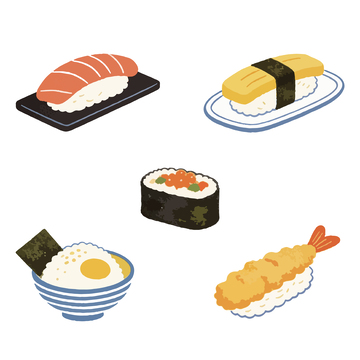 卡通寿司手绘插画风格