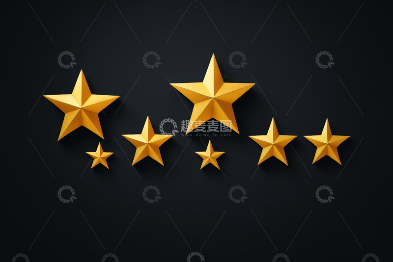 高清大图下载【趣麦麦图】黑色背景上的金色星星图案