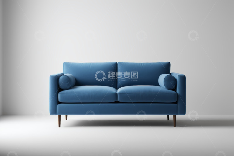 高清大图下载【趣麦麦图】蓝色双人沙发家居素材