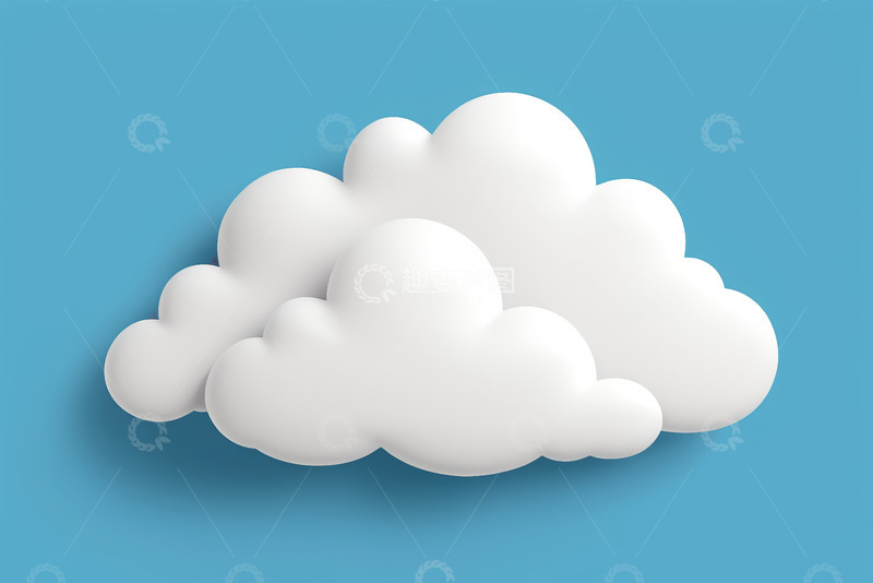高清大图下载【趣麦麦图】蓝色背景上的白色立体云朵