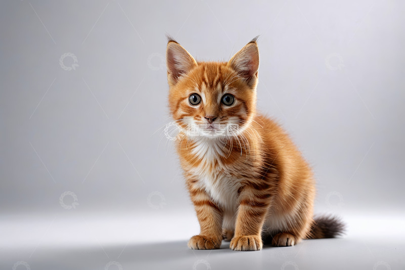 高清大图下载【趣麦麦图】橘色小猫正坐近景图