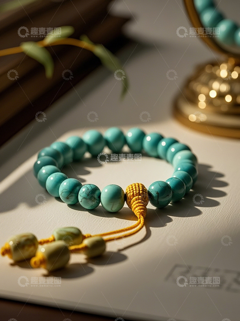 高清大图下载【趣麦麦图】绿松石手链手串3