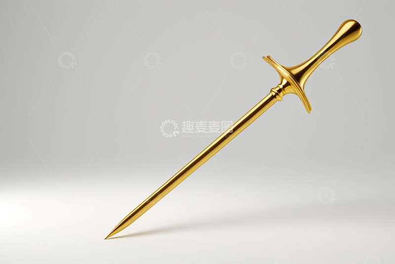 高清大图下载【趣麦麦图】金色宝剑3D渲染素材