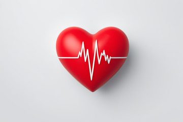 红色爱心与心跳线素材