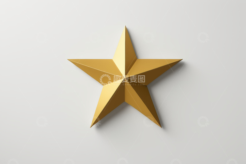 高清大图下载【趣麦麦图】金色立体五角星图标