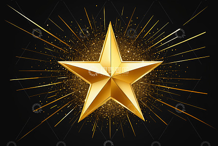 金色五角星发光装饰素材