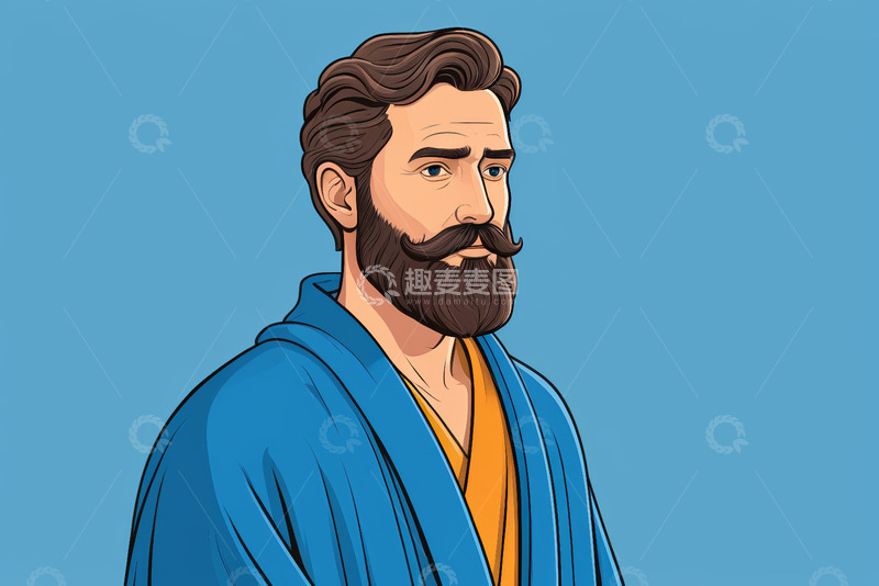 高清大图下载【趣麦麦图】穿浴袍留胡须的男人头像