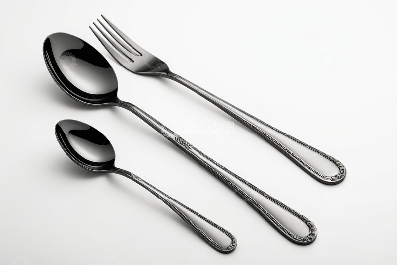 高清大图下载【趣麦麦图】银质餐具勺子叉子特写