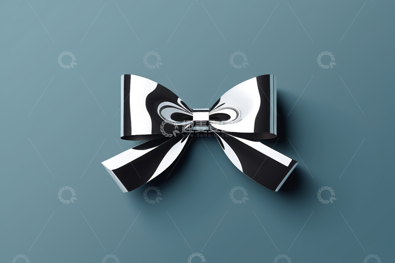 高清大图下载【趣麦麦图】金属质感蝴蝶结装饰素材