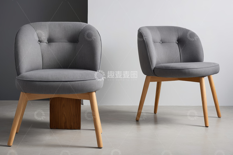 高清大图下载【趣麦麦图】现代灰色布艺木质椅子