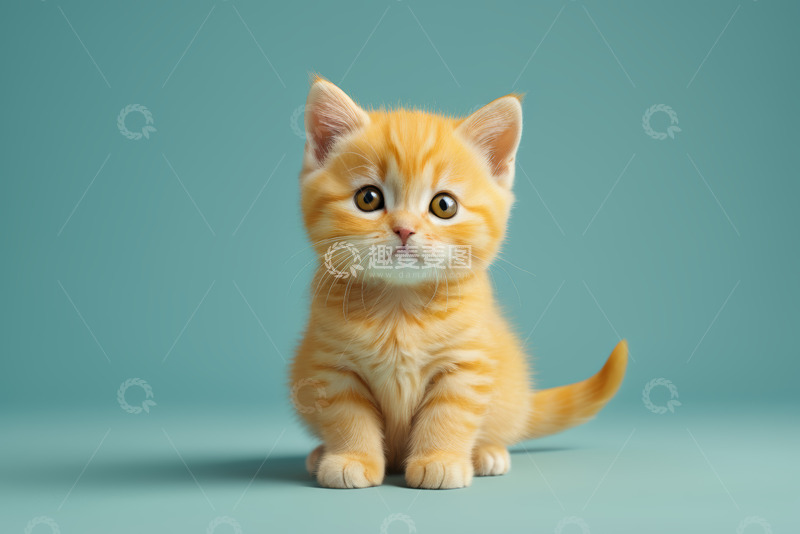 高清大图下载【趣麦麦图】橘色小猫正坐特写