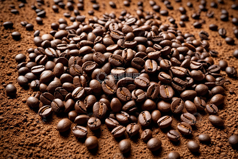 高清大图下载【趣麦麦图】咖啡豆与咖啡粉特写