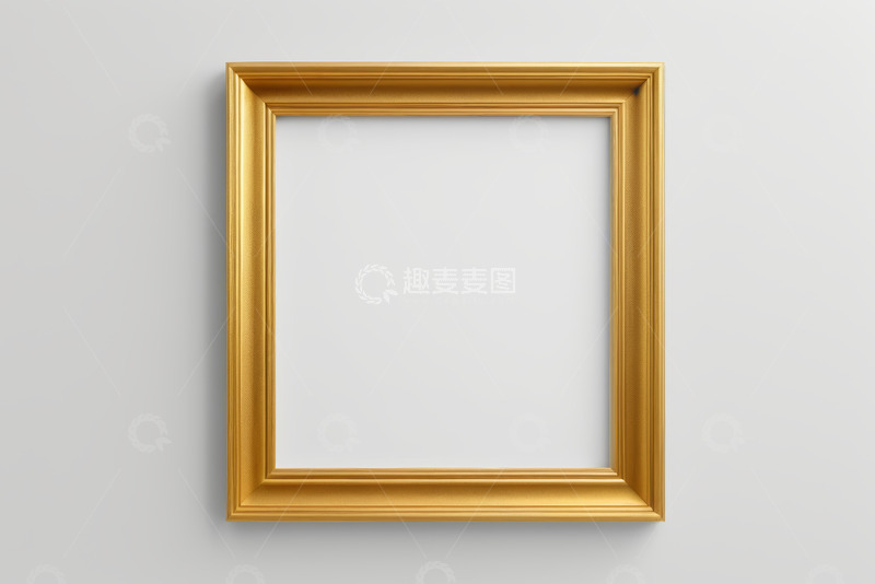高清大图下载【趣麦麦图】金色相框挂于白色墙面上