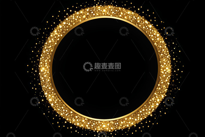 高清大图下载【趣麦麦图】金色发光粒子圆形边框