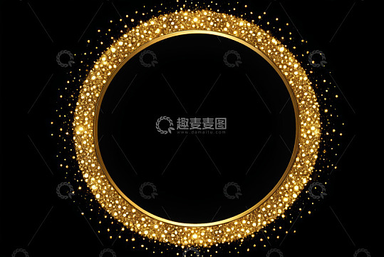 金色发光粒子圆形边框