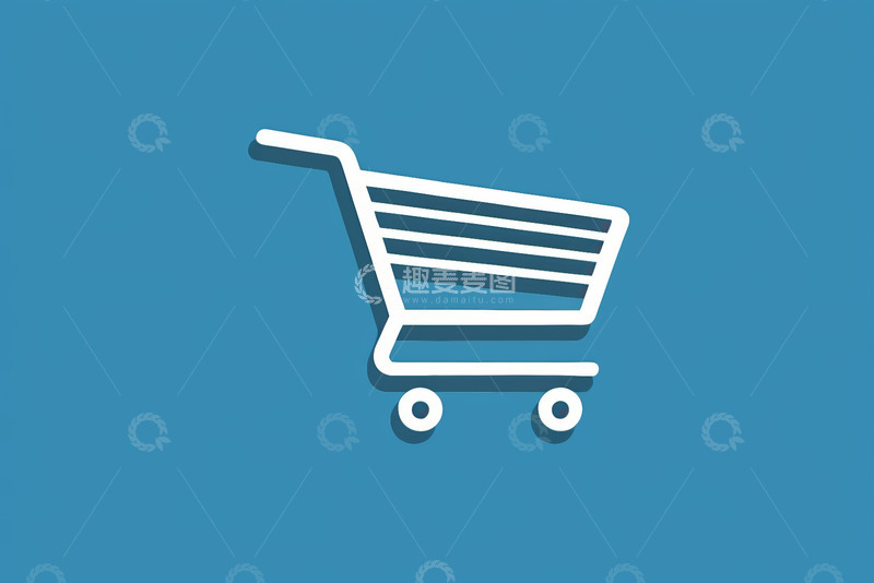 高清大图下载【趣麦麦图】蓝色背景购物车图标