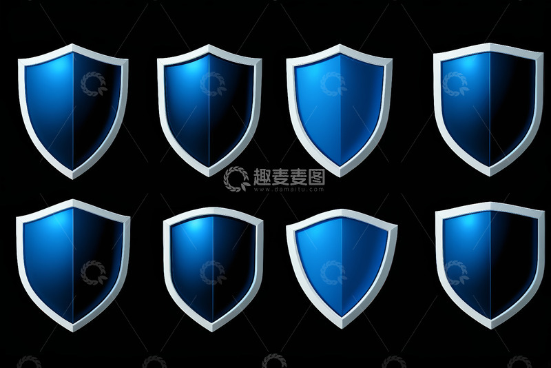 高清大图下载【趣麦麦图】蓝色盾牌图标素材