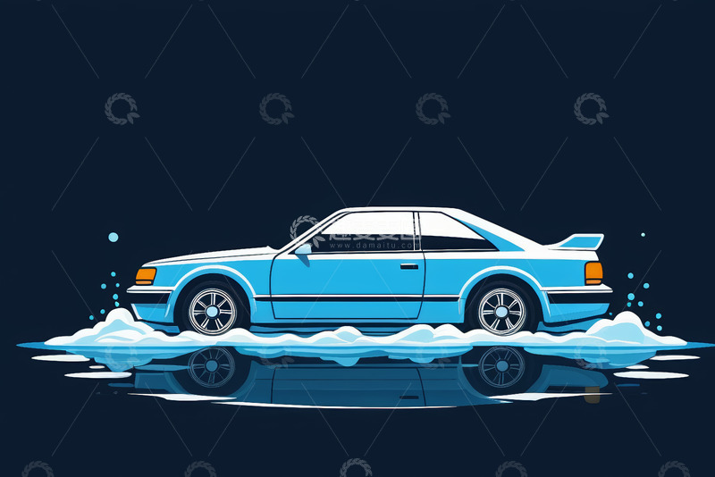 高清大图下载【趣麦麦图】蓝色汽车动画效果图