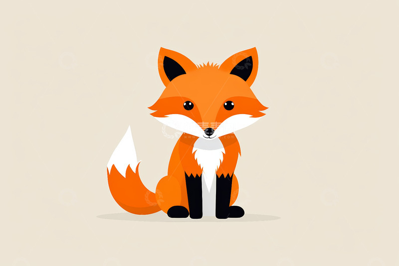 高清大图下载【趣麦麦图】卡通狐狸坐姿插画