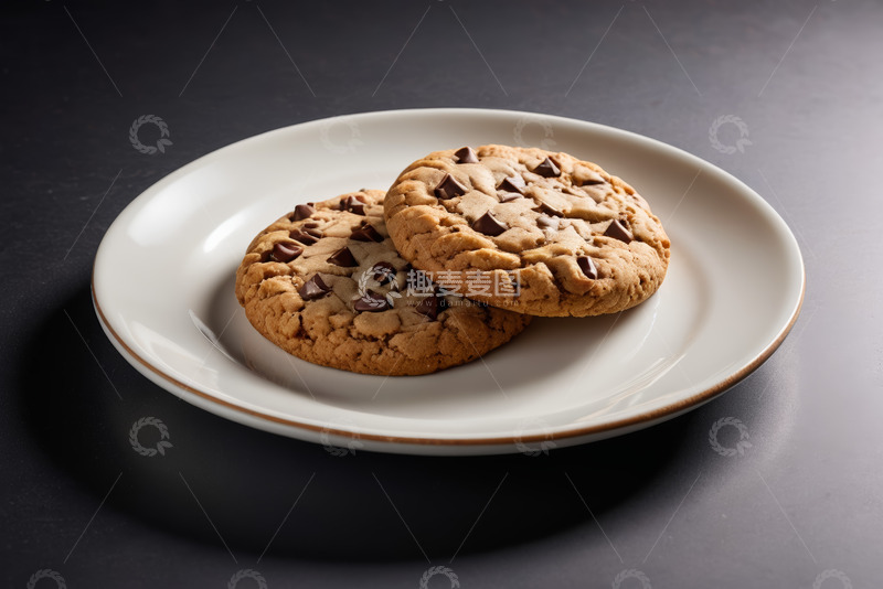 高清大图下载【趣麦麦图】白盘上的巧克力饼干
