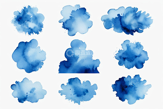 蓝色水彩形状素材集合