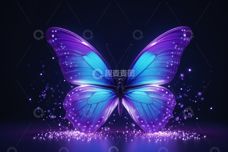 高清大图下载【趣麦麦图】梦幻紫色蝴蝶特写素材